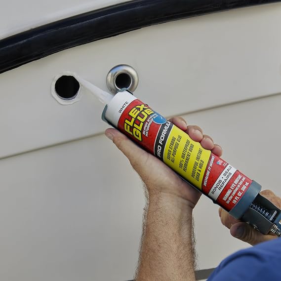 Flex Glue, Super Strong, Rubberized Waterproof Adhesive, Works Underwater, Use on Pools, Showers, Outdoors, Concrete, Brick, Pavers, UV Resistant, 10 oz Cartridge, White, 2-Pack