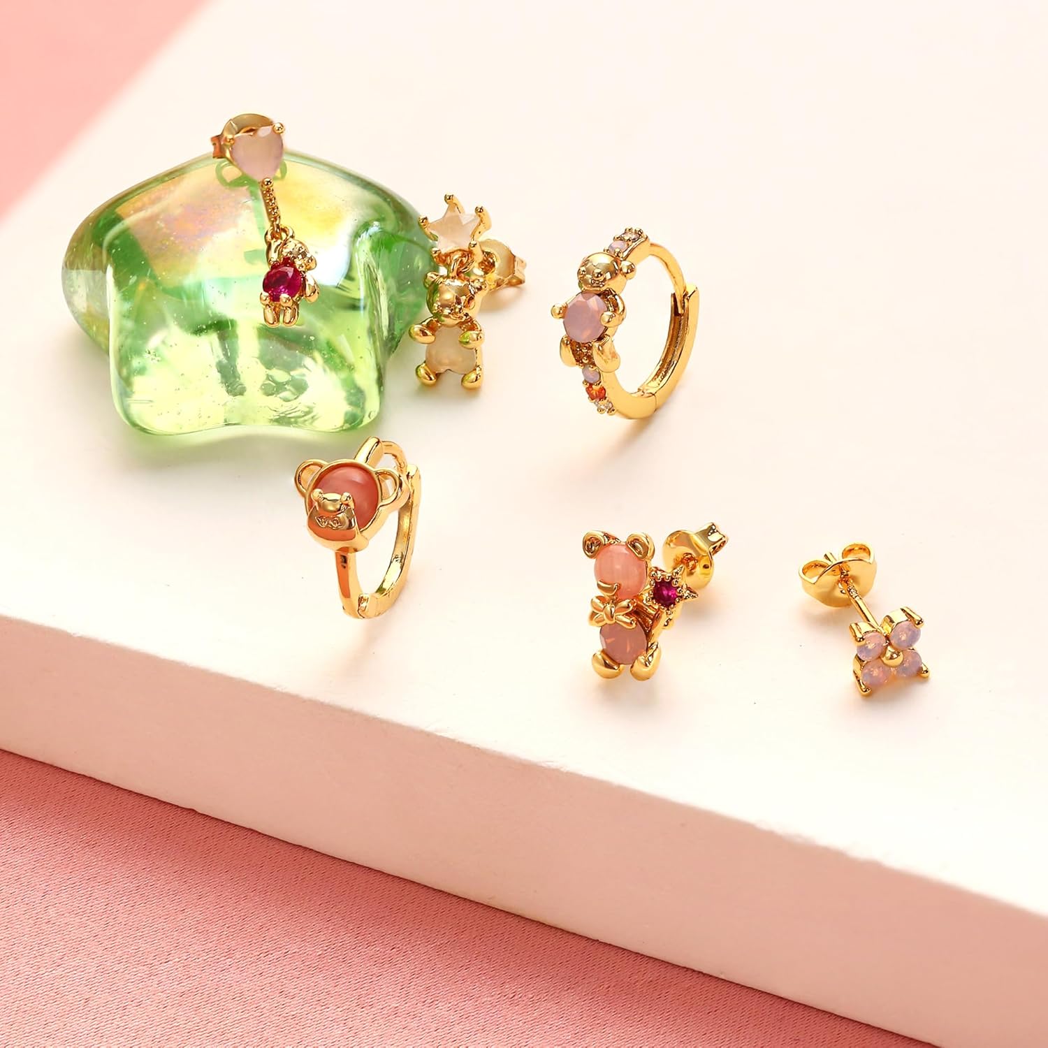 Krfy Sterling Silver Post Earrings for Women - Hypoallergenic 14K Gold Plated Cartilage Earrings Dainty Stud Hoop Dangle Chain Gold Plated Jewelry For Women - Image 2