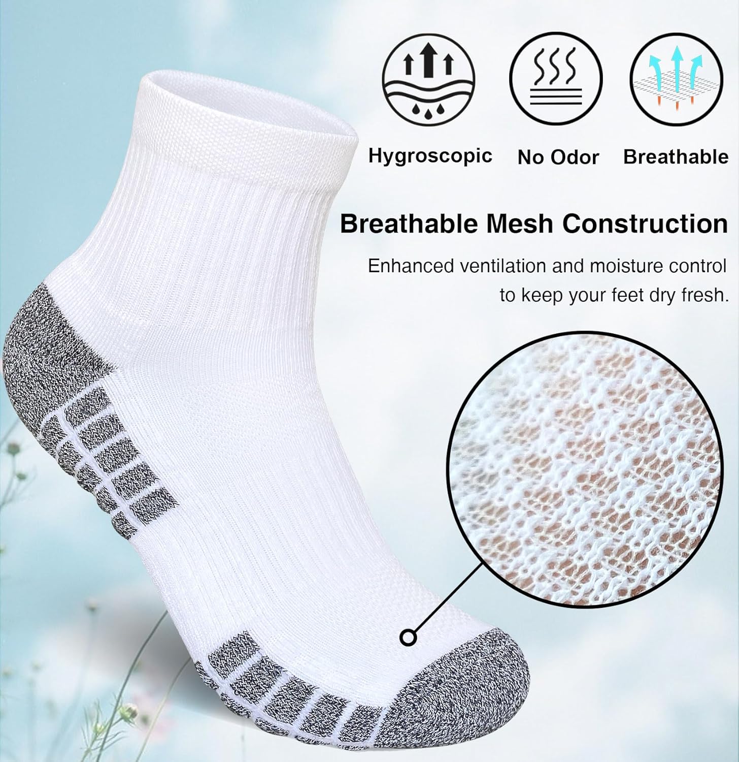 Mens Athletic Cushioned Breathable Comfort Running Quarter Socks 5 Pairs - Image 3