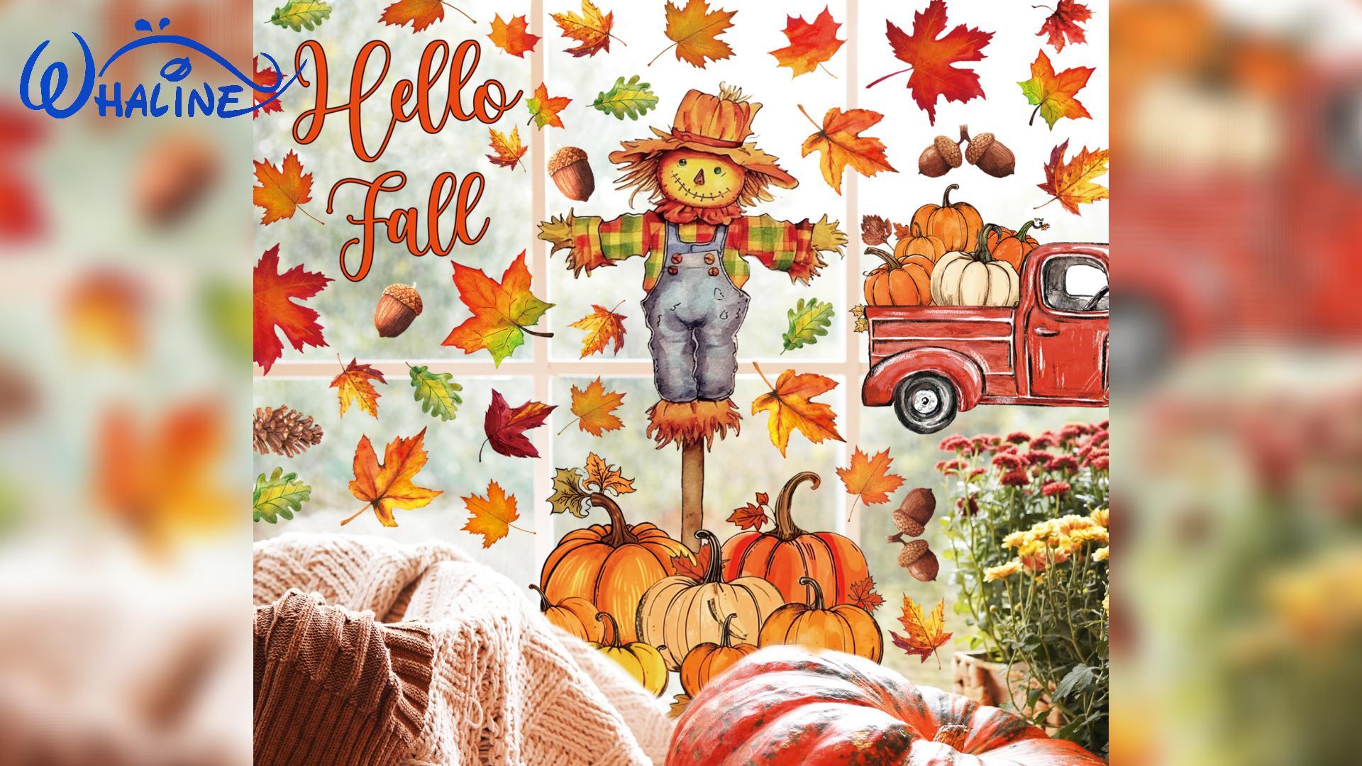 Amazon.com: Whaline 6 Sheets Fall Window Clings Watercolor Truck