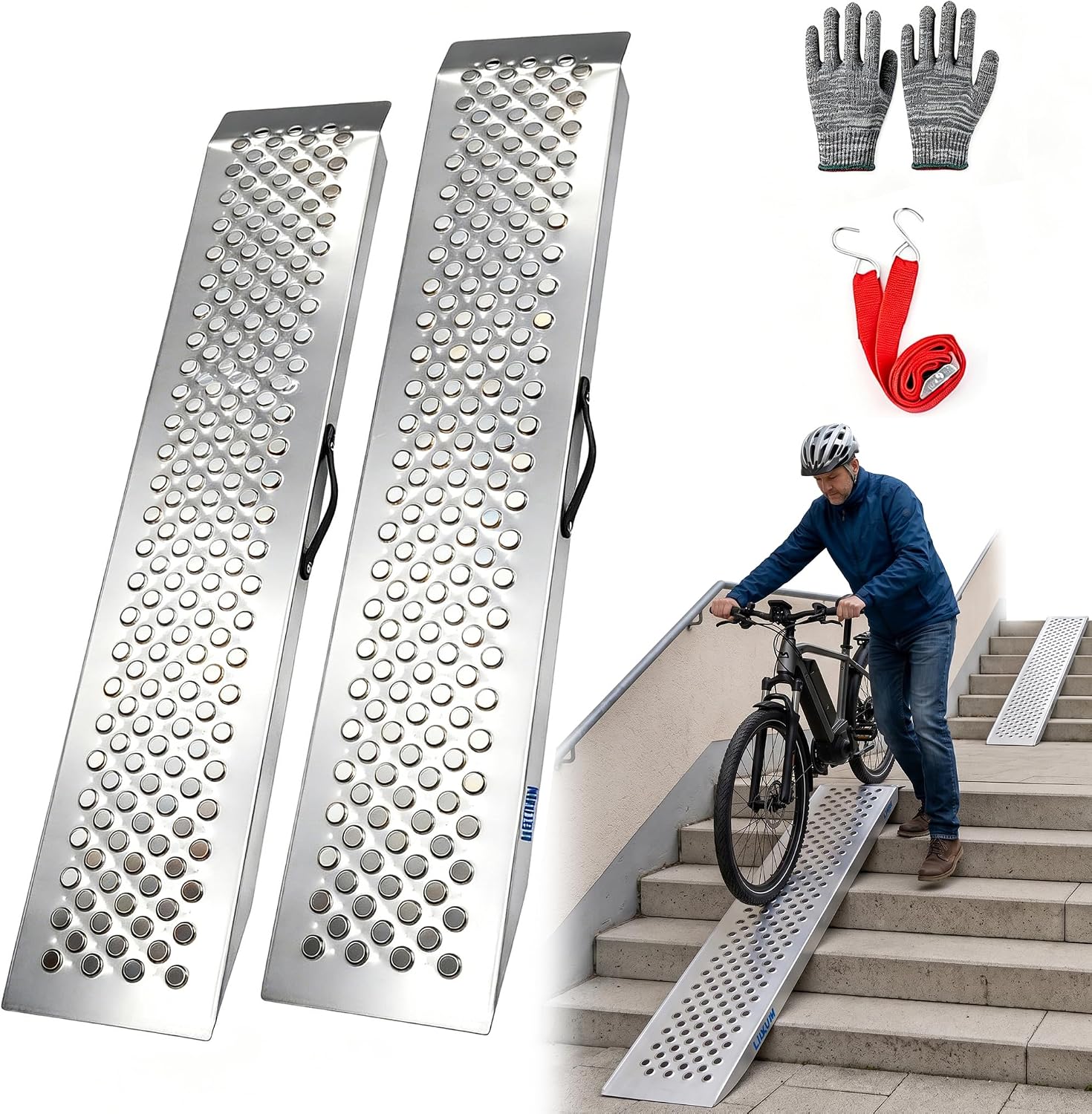 LIEKUMM 2 x rampa najazdowa 120 cm nośność 600 kg stalowa do motocykla motocykla elektrycznego ATV warsztatu rampy najazdowej do przyczepy garażu motocykla 2 szt