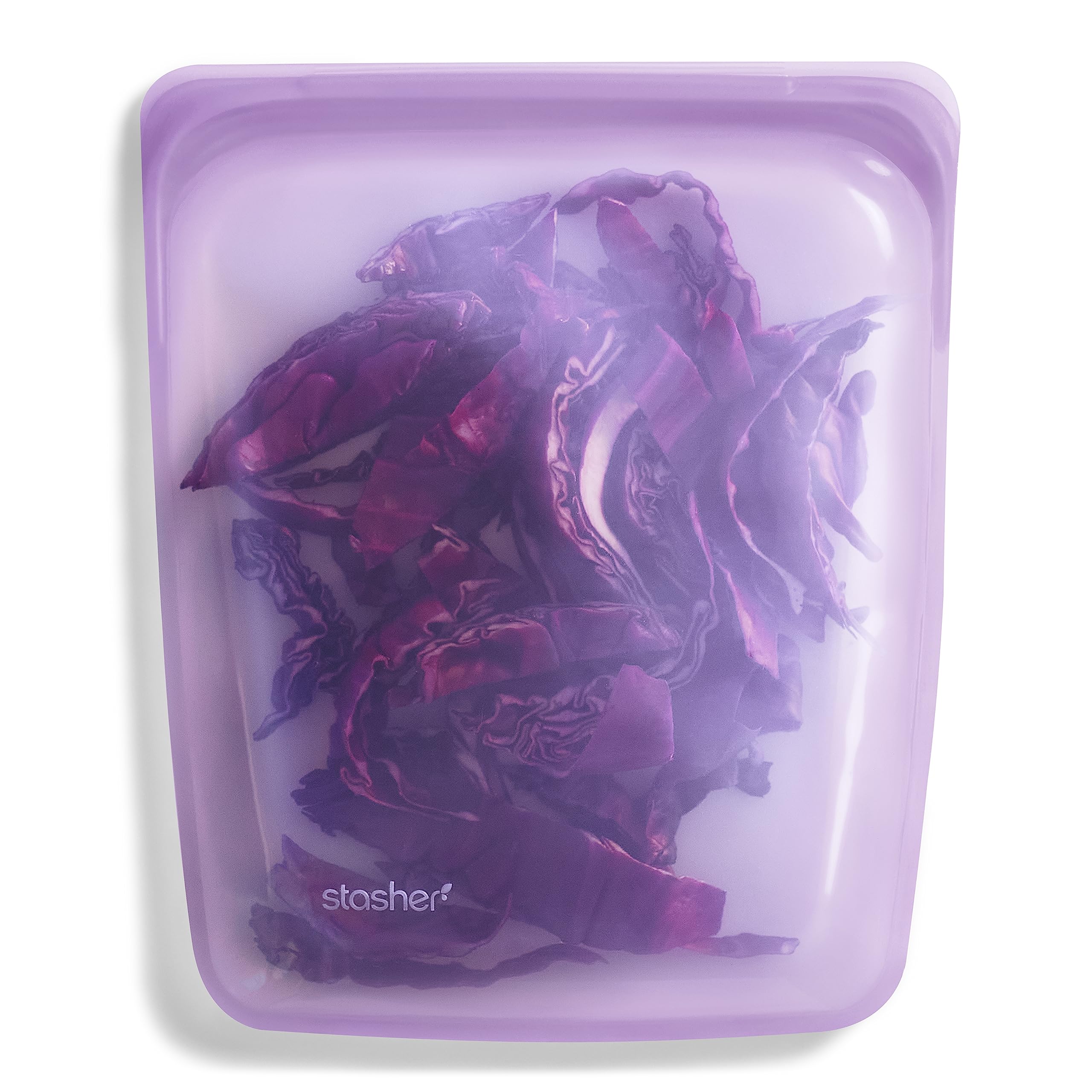Stasher Premium Silicone Reusable Food Storage Half Gallon Bag, Purple, Microwave, Sous Vide, Dishwasher, Oven and Freezer Safe, BPA Free, Leak-free, Eco-friendly, 64 Oz