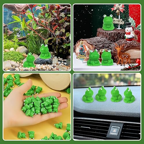 Miniatura 6 de LOUHUA 165 mini ranas de resina verdes para decoración de paisaje, musgo de jardín, pequeñas ranas a granel para manualidades, adornos de jardín,
