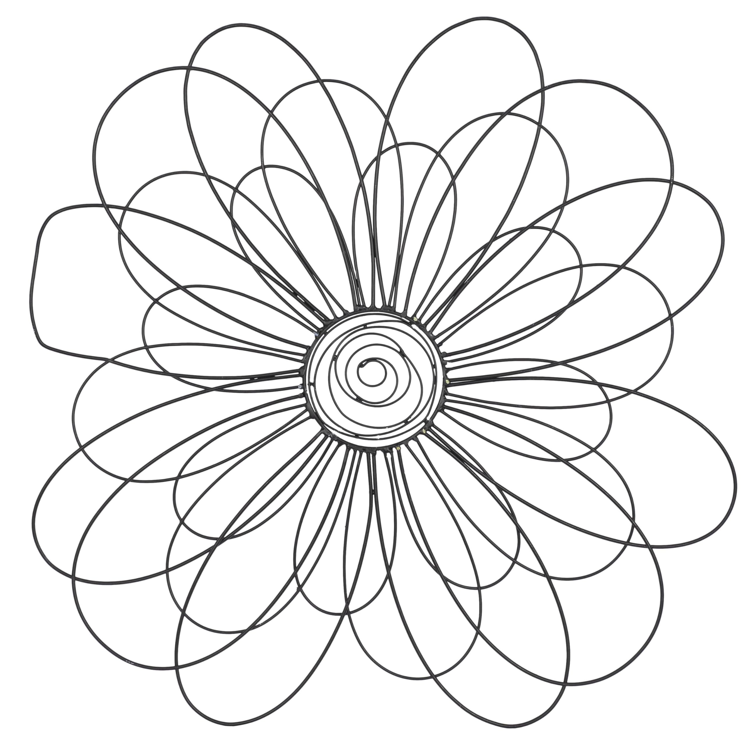 Metal Floral Home Wall Decor 3D Wire Wall Sculpture with Crystal Embellishments, Wall Art 29" x 1" x 29", Black