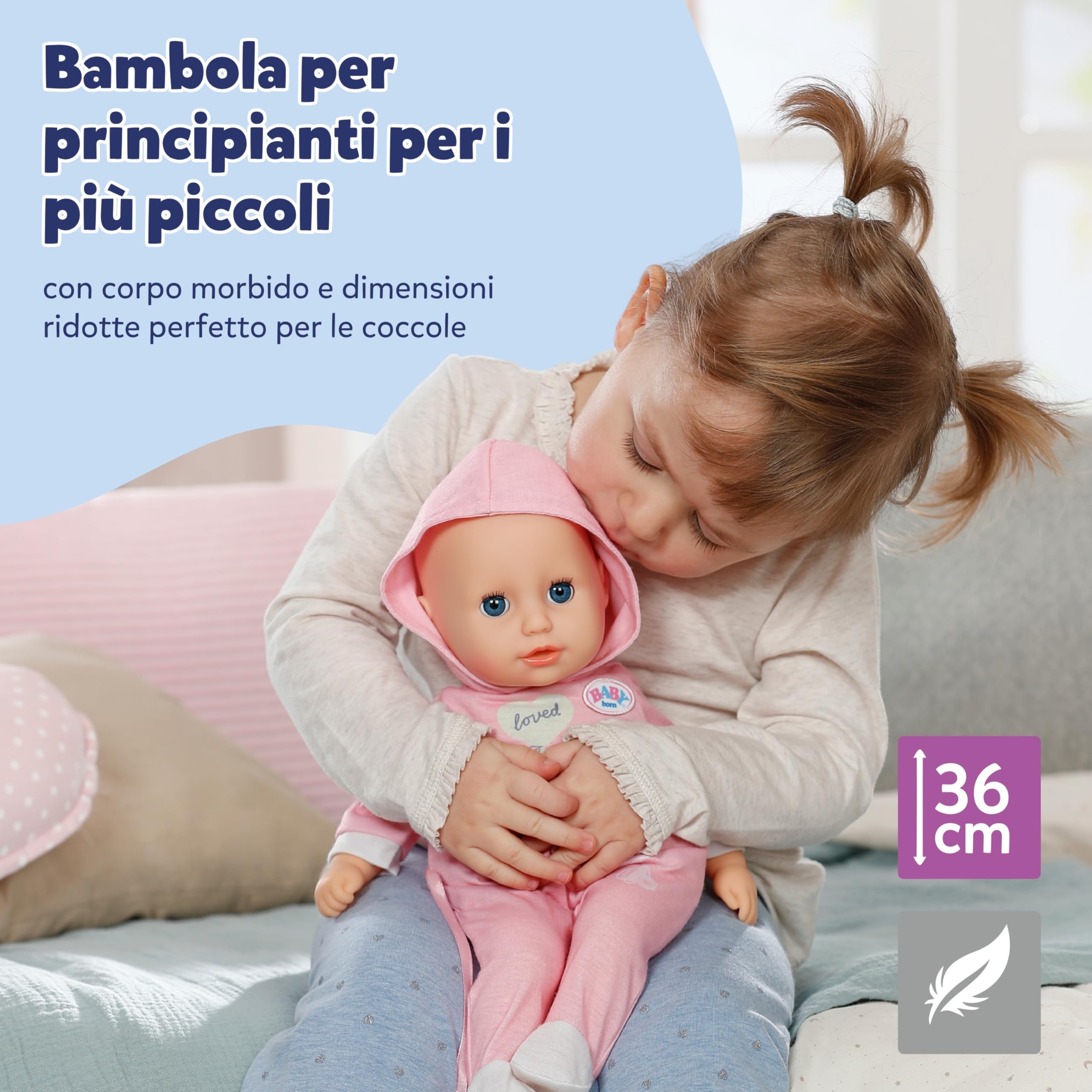 BABY born Hannah Let's Play 36 cm, bambola con 5 funzioni | Corpo morbido in tessuto, accessori inclusi, batterie necessarie, da 1 anno