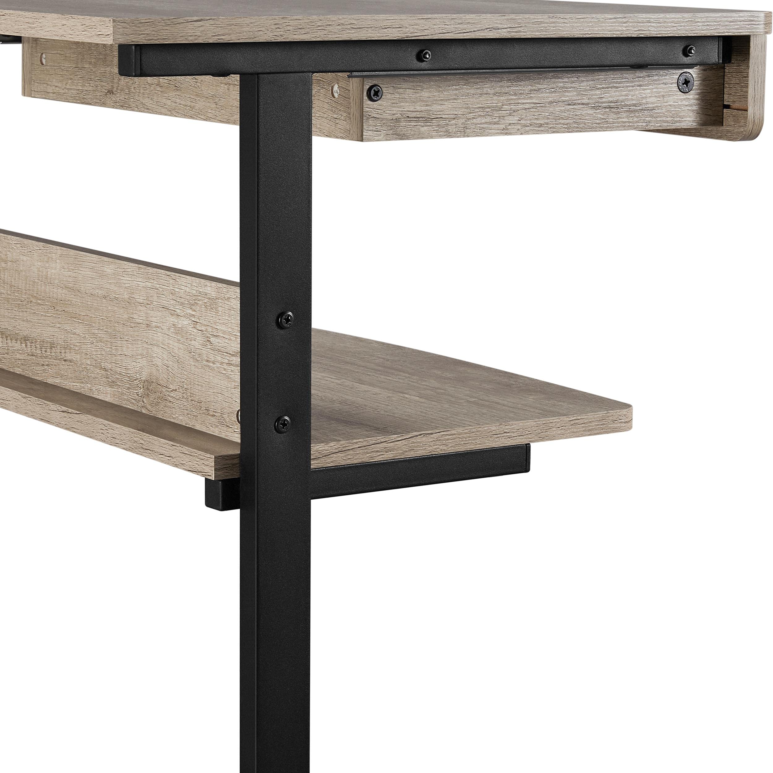Yaheetech Schreibtisch, Computertisch auf Rollen, Bürotisch mit Tastaturablage und offenem Fach, Industrie-Design, 56 x 51 x 79 cm, für Homeoffice, Arbeitszimmer, Grau