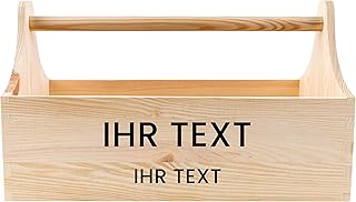 Creative Deco Werkzeugkiste Holz | Werkzeugkasten Personalisiert | Maße 34 x 18 x 20,5 cm (+/- 0,5 cm) | Werkzeugkoffer Geschenkbox mit Ihrem Wunschtext | Toolbox mit Griff Aufbewahrungsbox