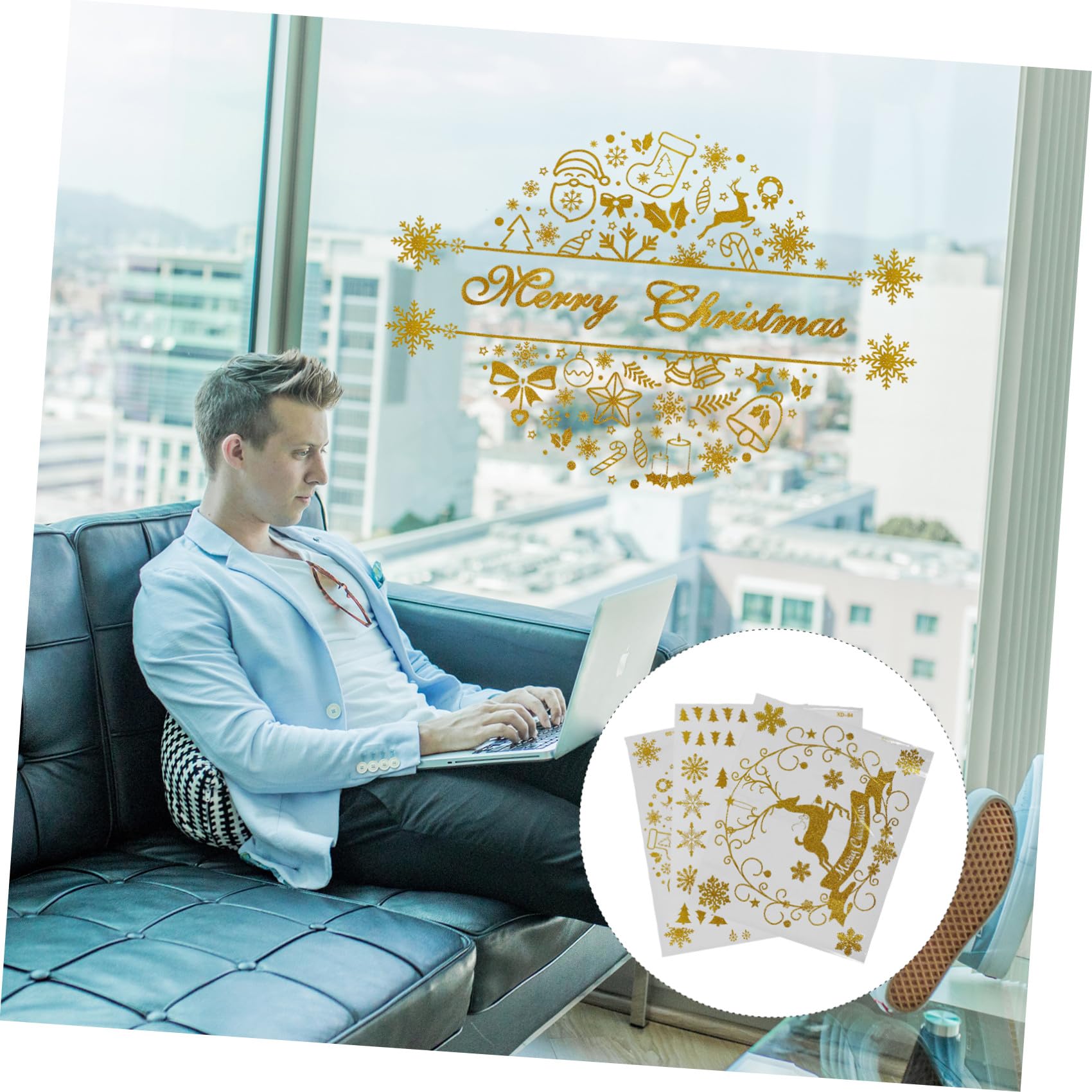IMIKEYA 6 Stk Weihnachtsaufkleber Urlaub Wand winterliche Fensterfolie Winteraufkleber weihnachtsdeko abnehm aufkleber Weihnachtsfensterpatch Home-Aufkleber für Weihnachten PVC