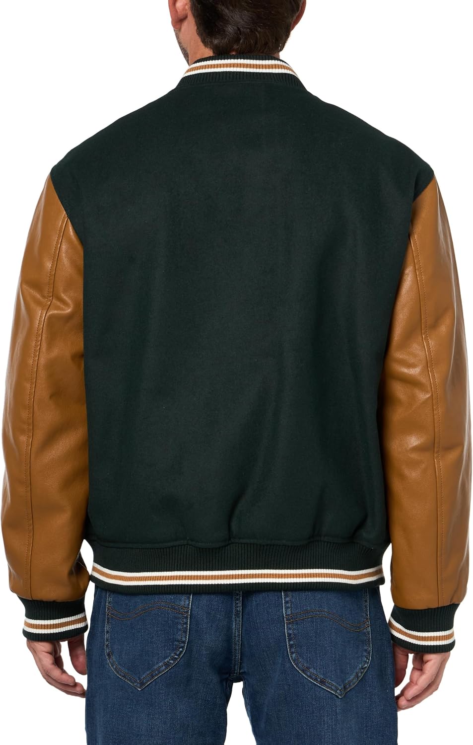 Champion Men's Letterman Varsity Bomber Jacket With Faux Leather Sleeves