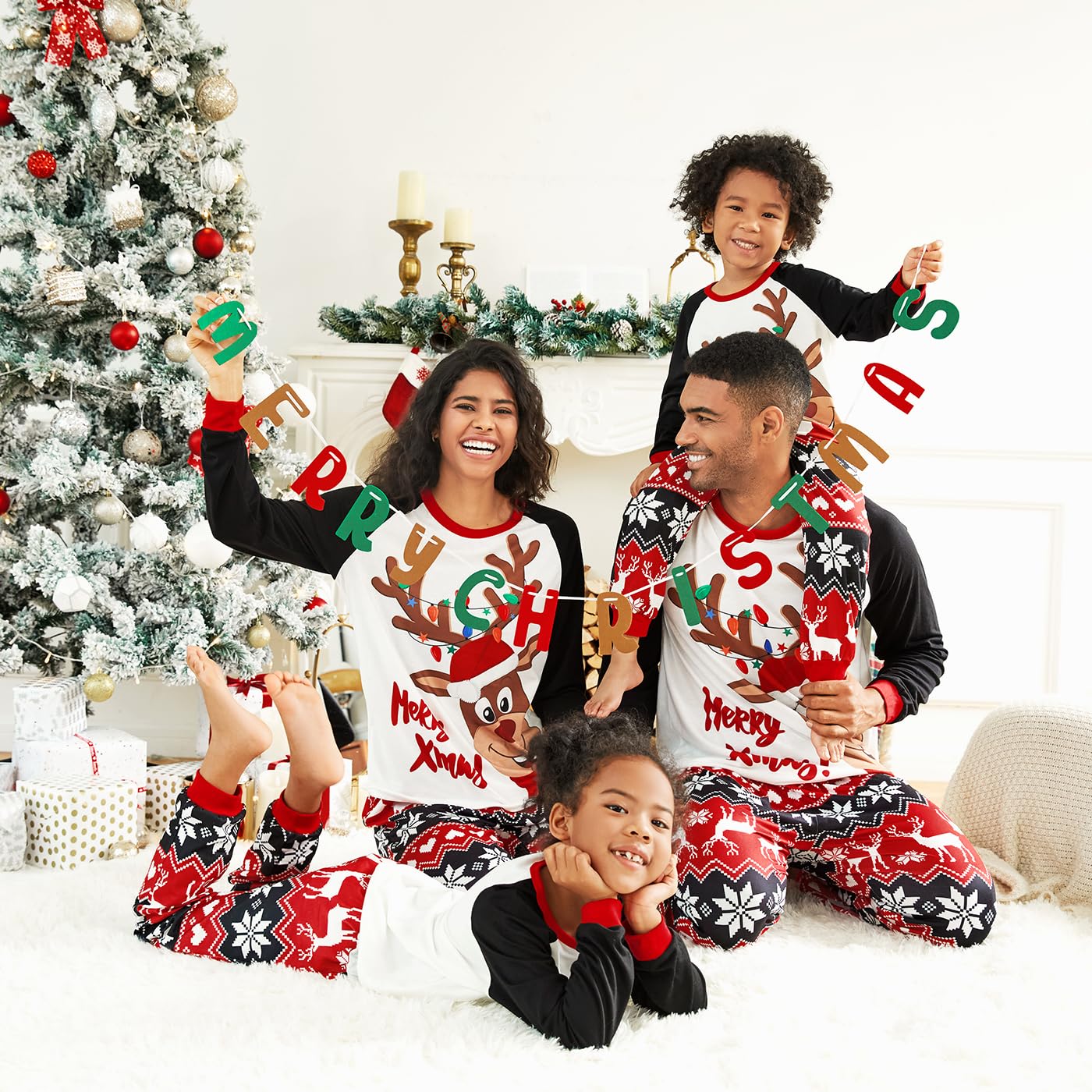 PATPAT - Pigiama Natale Famiglia Coordinati - Pigiami Natalizi per Tutta la Famiglia - Pigiama Donna Invernale - Pigiama Natale Coordinati Coppia - Pigiami Coppia- Pigiama Uomo Invernale