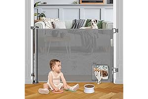 Retractable Baby Gate with Cat Door Walk-Through
