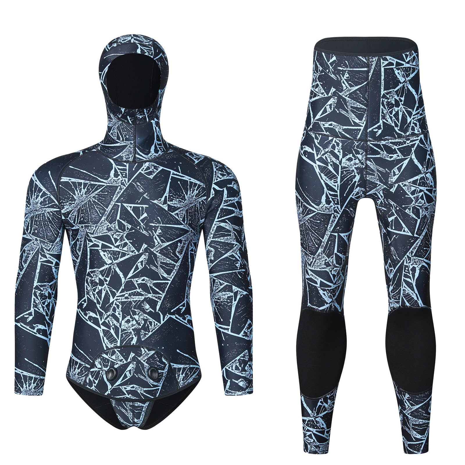 Muta Sub Uomo per Pesca con Arpione, Neoprene 3mm, Mimetica, Tuta Immersione 2 Pezzi con Maniche Lunghe E Cappuccio Mimetico, Super Elasticizzata, per Apnea, Snorkeling,Starry Sky Grey,M
