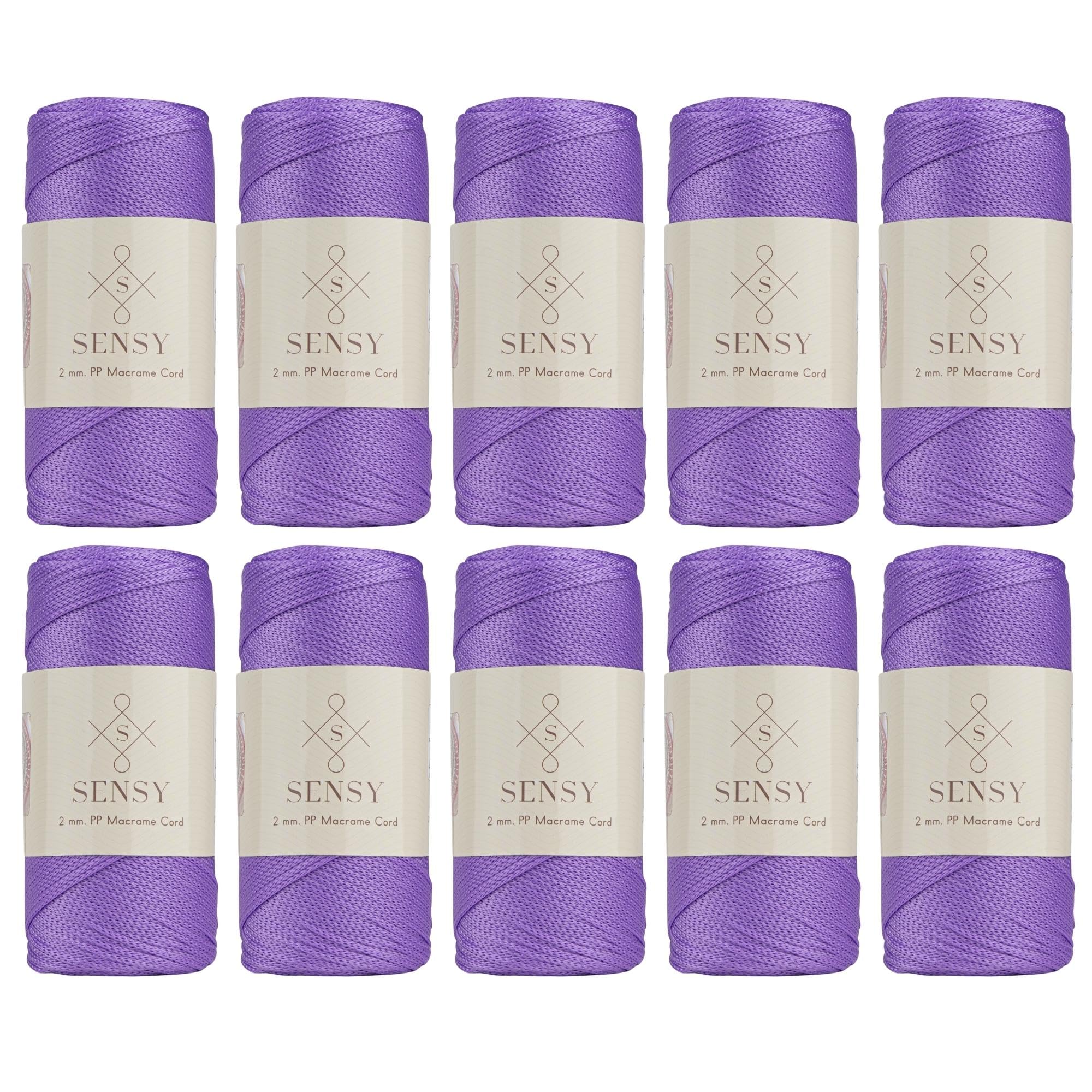 10 Skeins of Sensy Premium 2mm 251 Yards Polyester Rope 100% Polypropylene Cord Macrame Cord 2mm Crochet Bag Cord Macrame Rope Crochet Thread Gift for Knitter (Lilac)