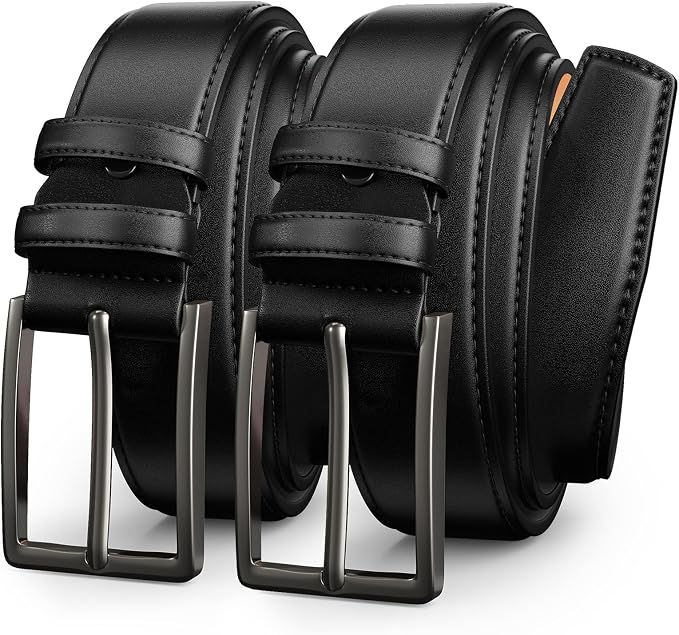 Papaanils Black Dress Belt for Men,Men's Belts Leather for Jeans,Casual