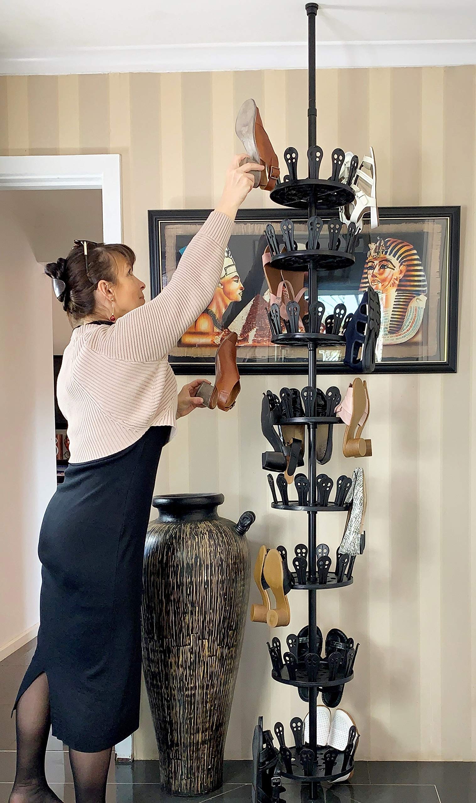 8 Tier Shoe Rack Lazy Susan Revolving Shoe Organizer Floor To