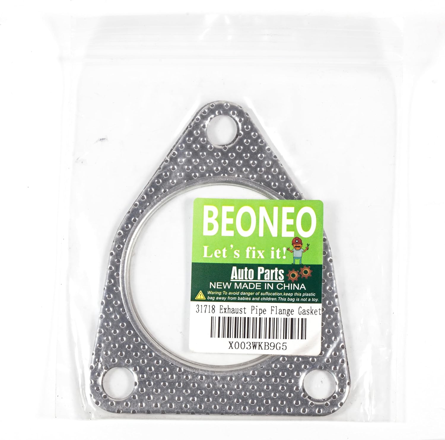 BEONEO-31718 Exhaust Pipe Flange Gasket Connector Gasket 3 holes for Chevrolet GMC Sierra Silverado 2500 3500 6.0L replace 13127-1 256-1093 G1063 G1063-S(2PCS)