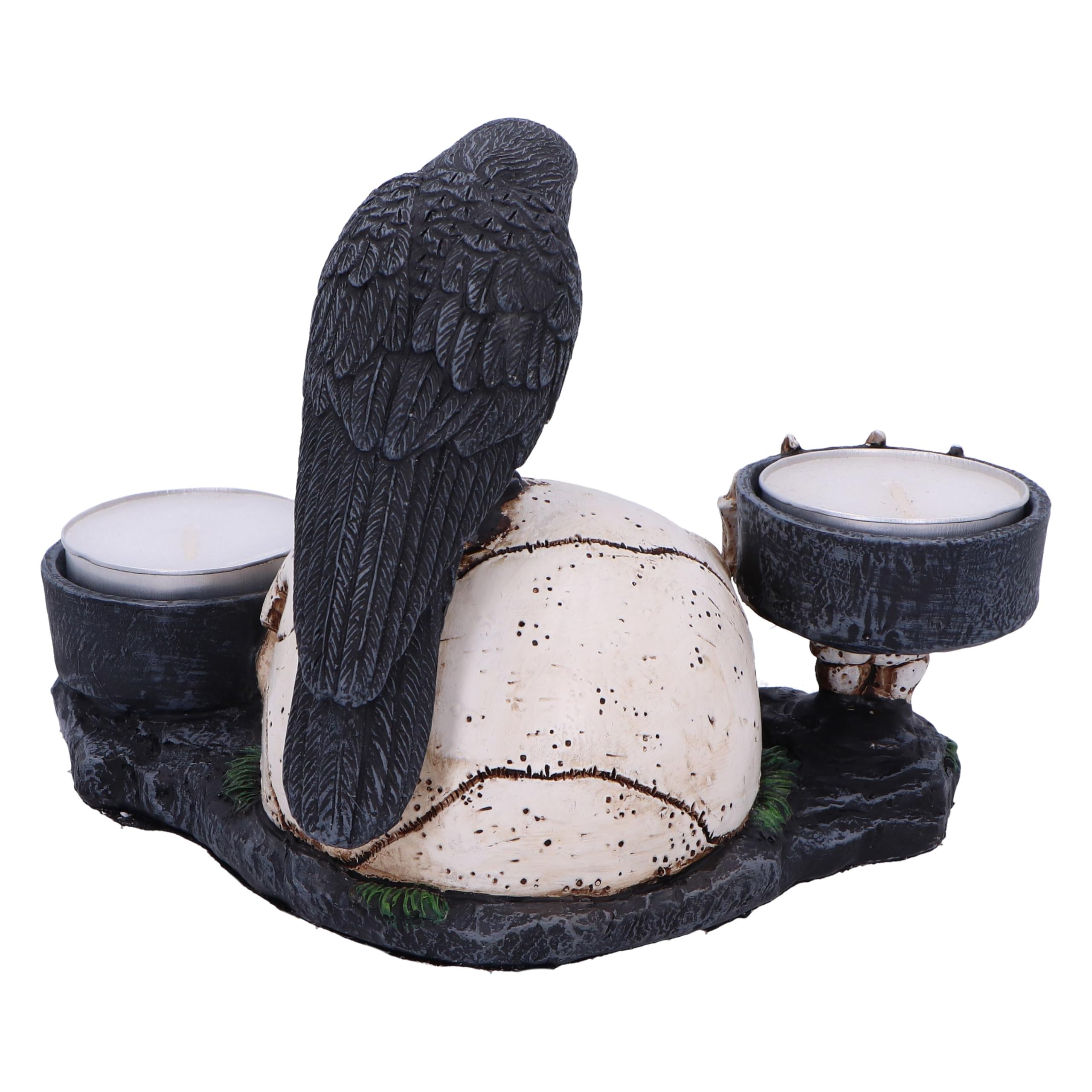 Statuetta Teschio Corvo Edgar Poe - Resina Dipinta A Mano 25cm - Foto 5