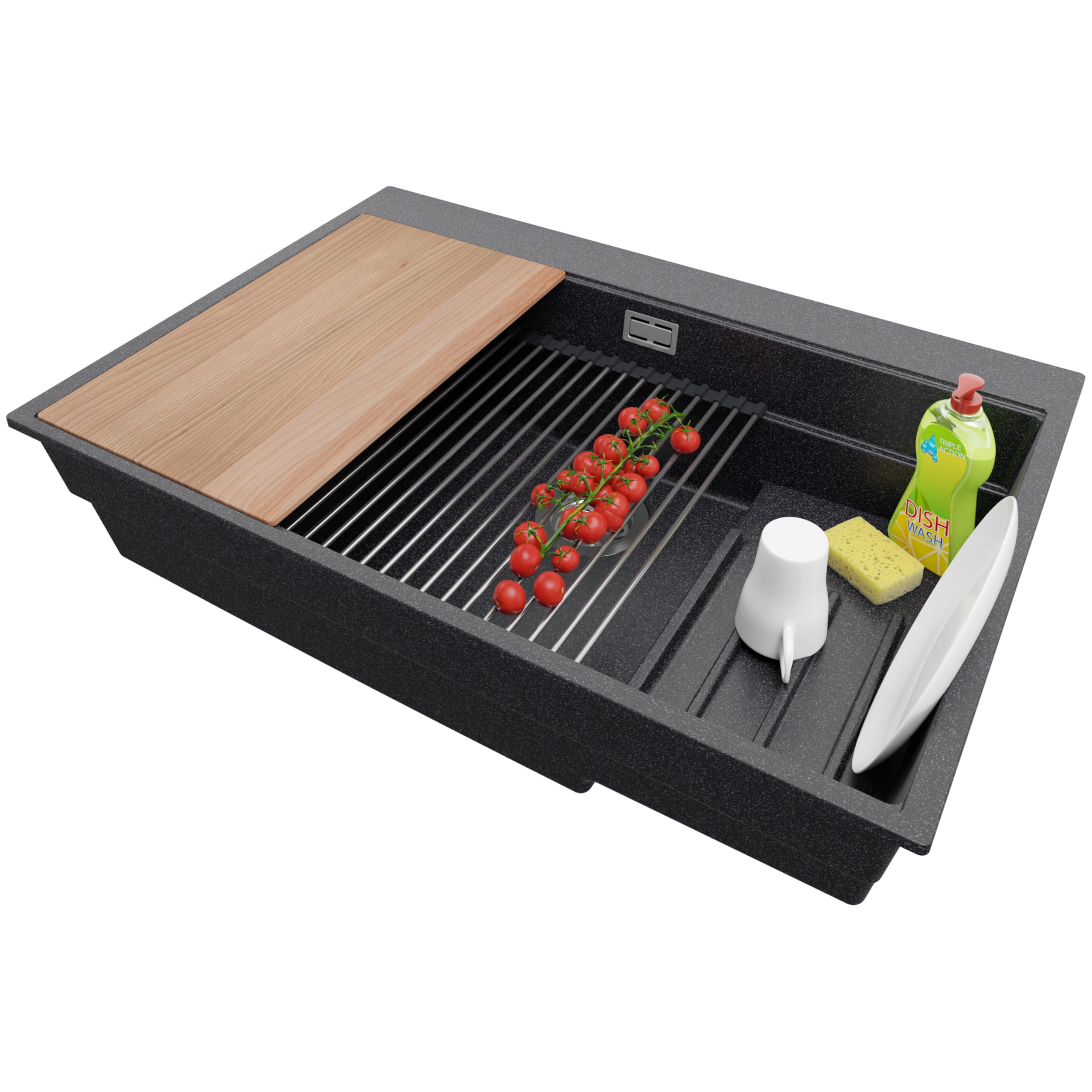 Évier cuisine granit graphite 78x53cm Primagran Oslo S097 lavabo 1 bac encastrer meuble 80cm