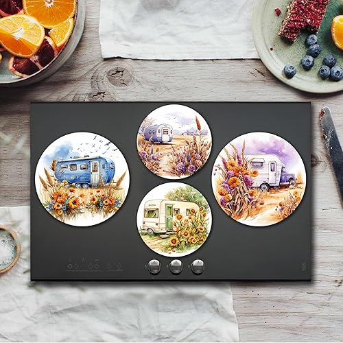 Miniatura 22 de 4 fundas redondas para quemador de estufa de Halloween, cubiertas de quemador eléctrico de calabaza de otoño, 8 y 10 pulgadas, cubierta para Obras