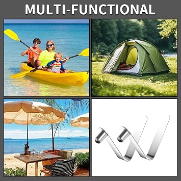 8 Pieces Paddle Spring Snap Clips - Tent Pole Spring Clips, Stainless Steel Push Button Snap Clip, Kayaks Tent Pole Clip Pushes Button Springs Locking Tube Pins for Kayak Paddles Camping Tents Poles