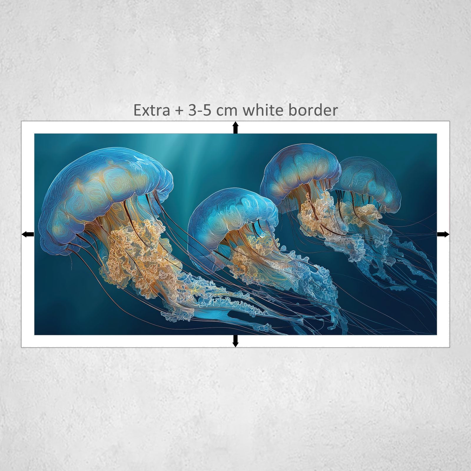 XXL Leinwand Bilder mit Rahmen Tier Ozean Schwimmende Qualle, Bild auf Leinwand Wandbild groß für Wohnzimmer Schlafzimmer Büro – Wohnzimmerbilder Deko 120x80 cm