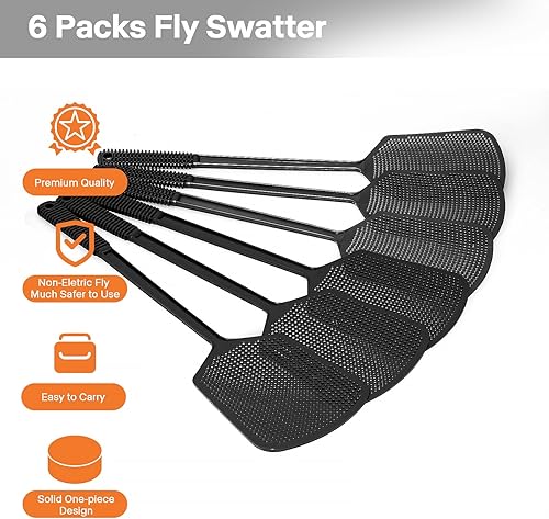 Miniatura 10 de Fly Swatters-Begonia - Juego de matamoscas telescópico resistente con asas extensibles de acero inoxidable (estilo ventilador)