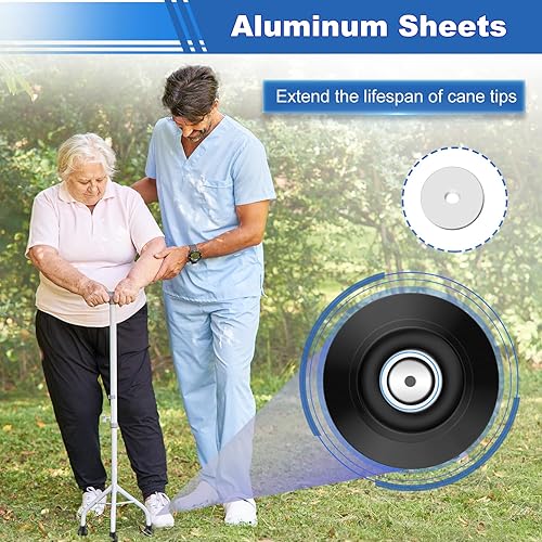 Miniatura 6 de YF Puntas de bastón cuádruple (paquete de 4)  Pie de goma de repuesto resistente de 12 pulgada  Base antideslizante  extremo para mayor estabilidad