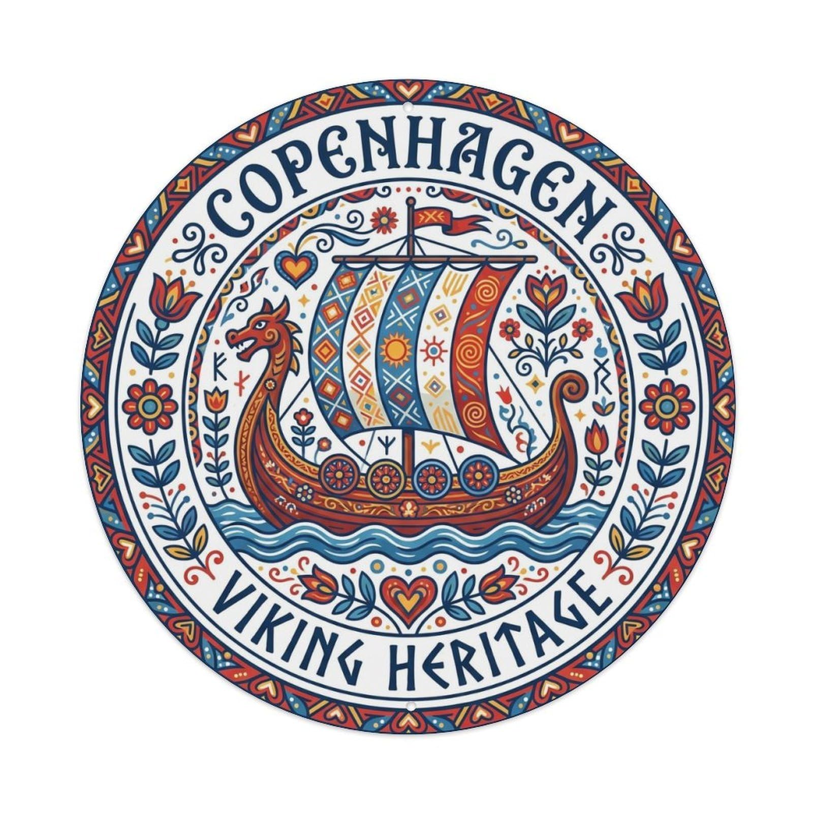 Vintage Travel Copenhagen Denmark Schema Metal Tin Sign