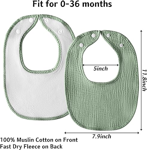 Miniatura 6 de Muslin Baby Bibs Cotton Baby Drool Bandana Bibs for Baby Girls Boys Infant Newborn Toddler Drooling and Teething Azul macaron,rosado (Macaron