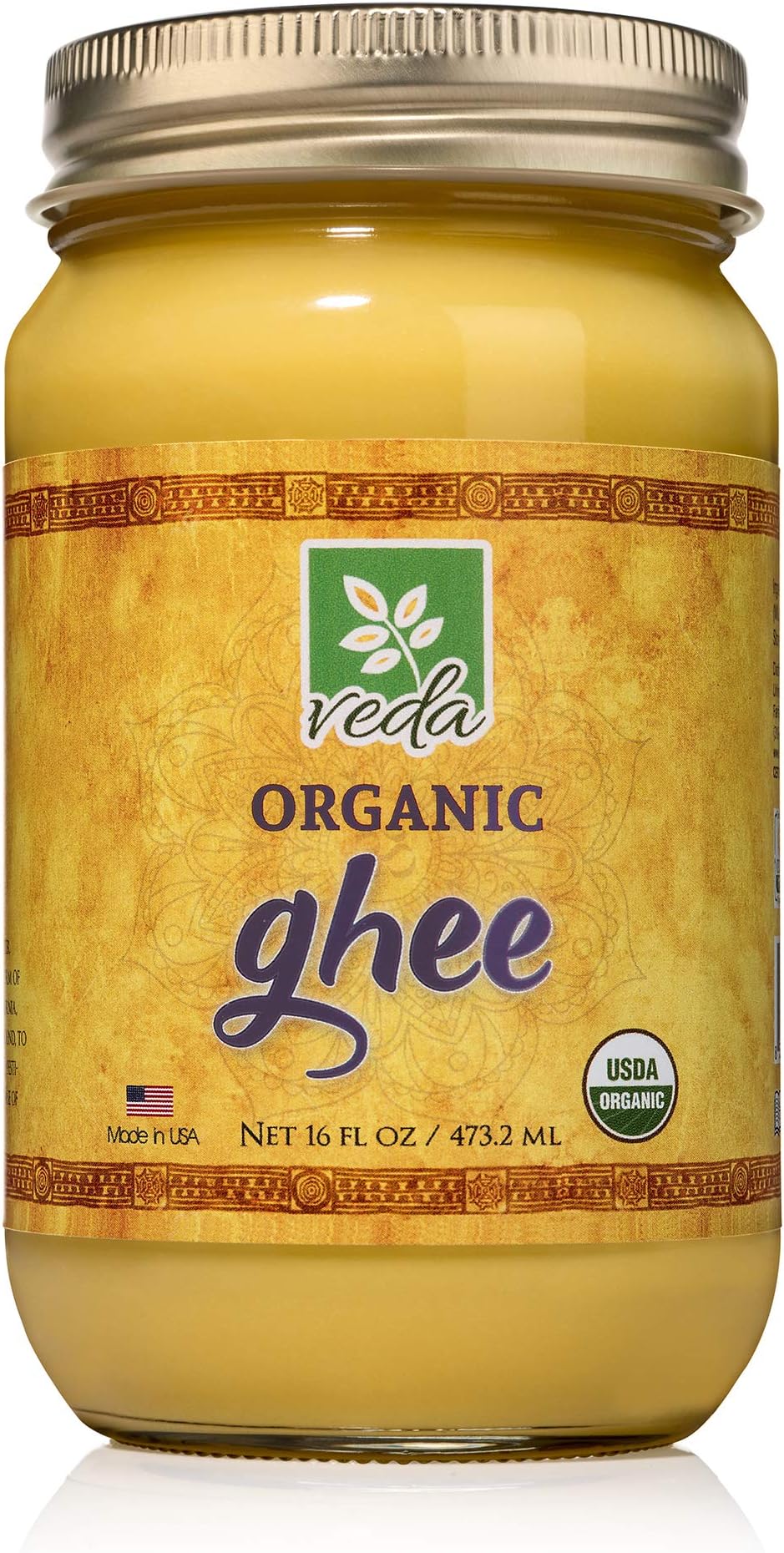 VEDA GHEE - Ghee Butter Organic Grass Fed - Clarified Butter - Organic Ghee - Butter Grass Fed - Grass Fed Butter - Ghee Organic - Unsalted Ghee Organic Grass Fed Butter - Clarified Butter Ghee - 16oz