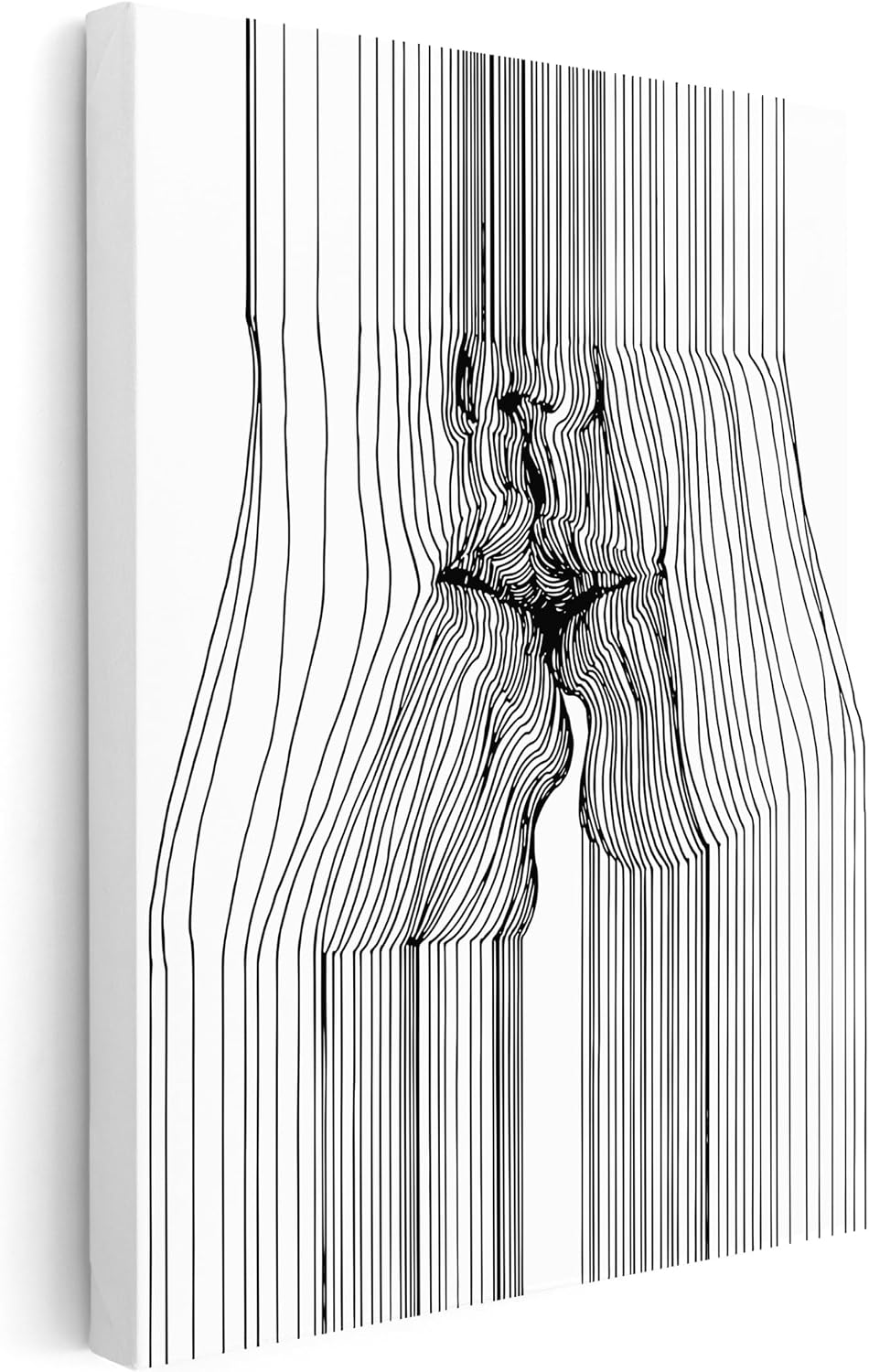 Poster Master Vintage Couple Kissing Canvas - Retro Abstract Print - Black & White Line Drawing Art - Gift for Artist, Friend - Romantic Wall Decor for Home, Dorm - 8x10 STRETCHED Canvas