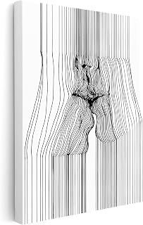 Poster Master Vintage Couple Kissing Canvas - Retro Abstract Print - Black & White Line Drawing Art - Gift for Artist, Friend - Romantic Wall Decor for Home, Dorm - Available in 8x10 to 30x40