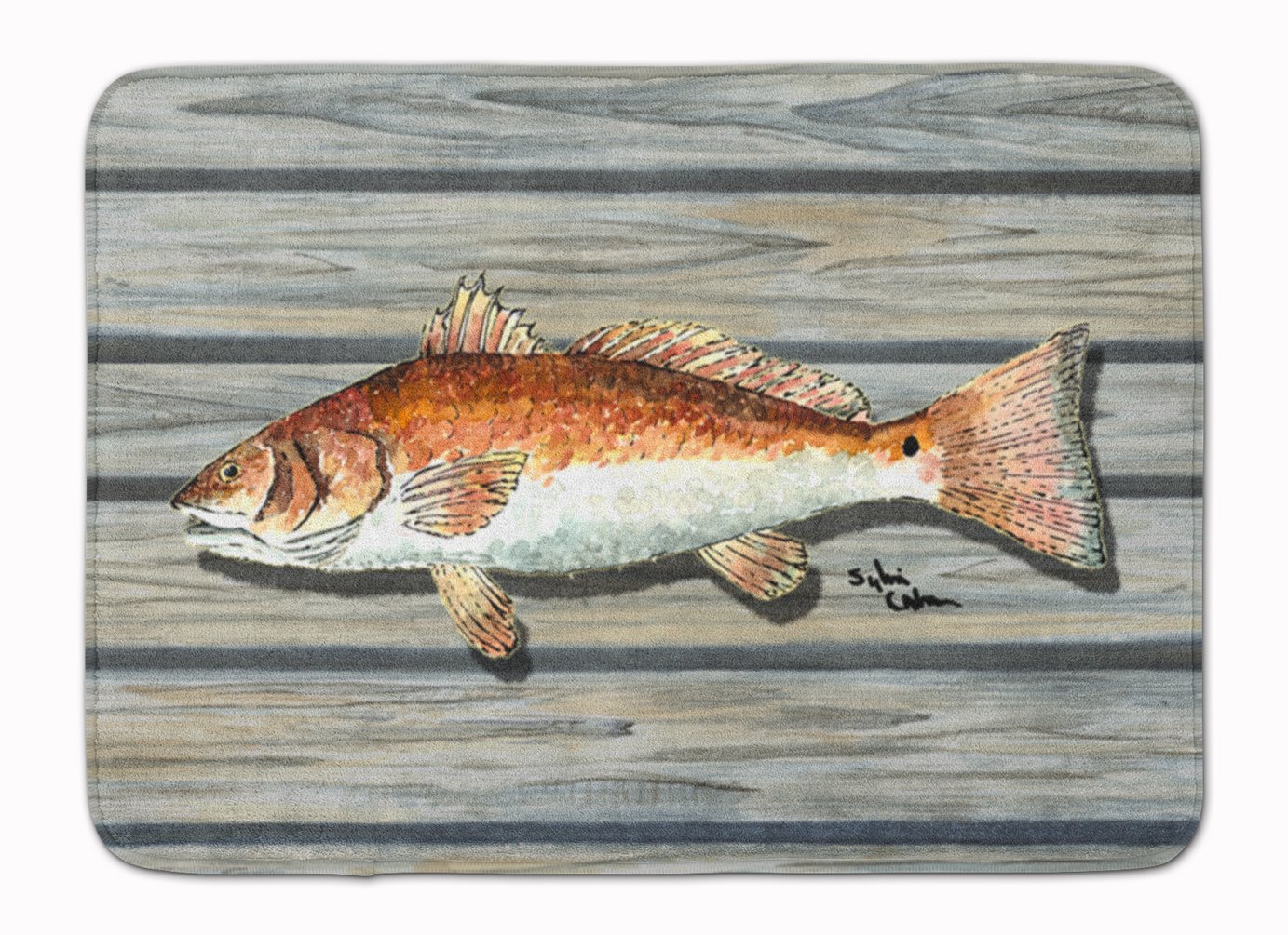 Tapis poisson rouge absorbant et antidérapant multicolore 48 x 68 cm