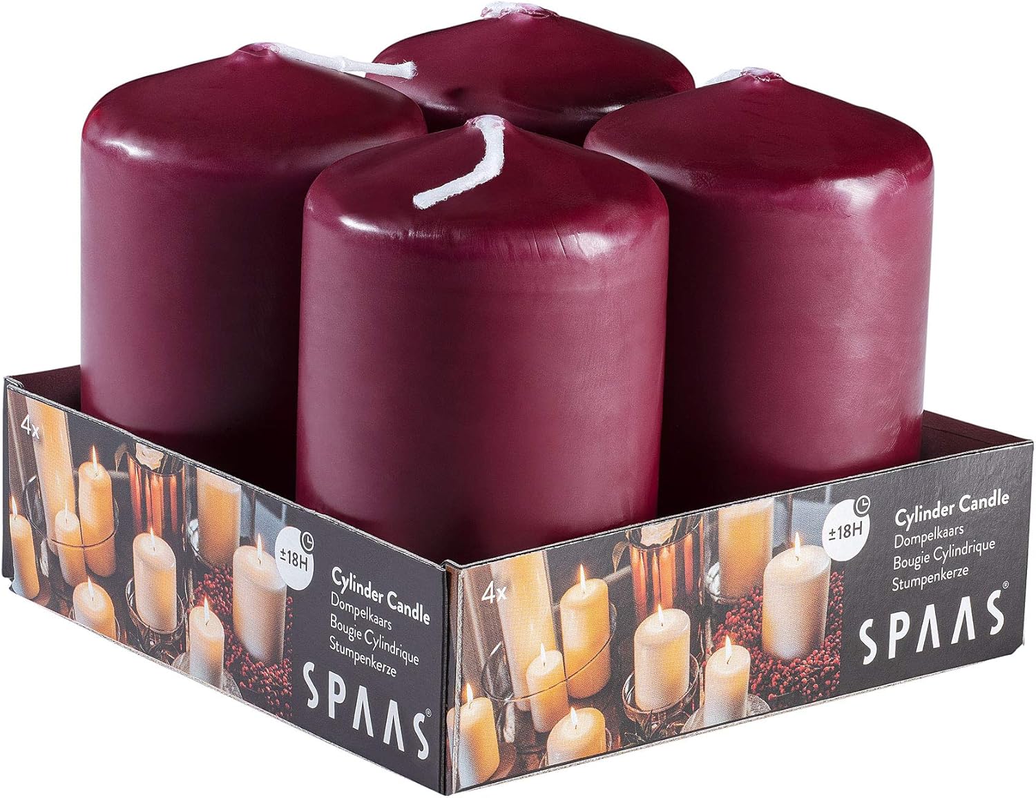 SPAAS Wine Red Pillar Candles 4 Pack 2x3” Small Pillar