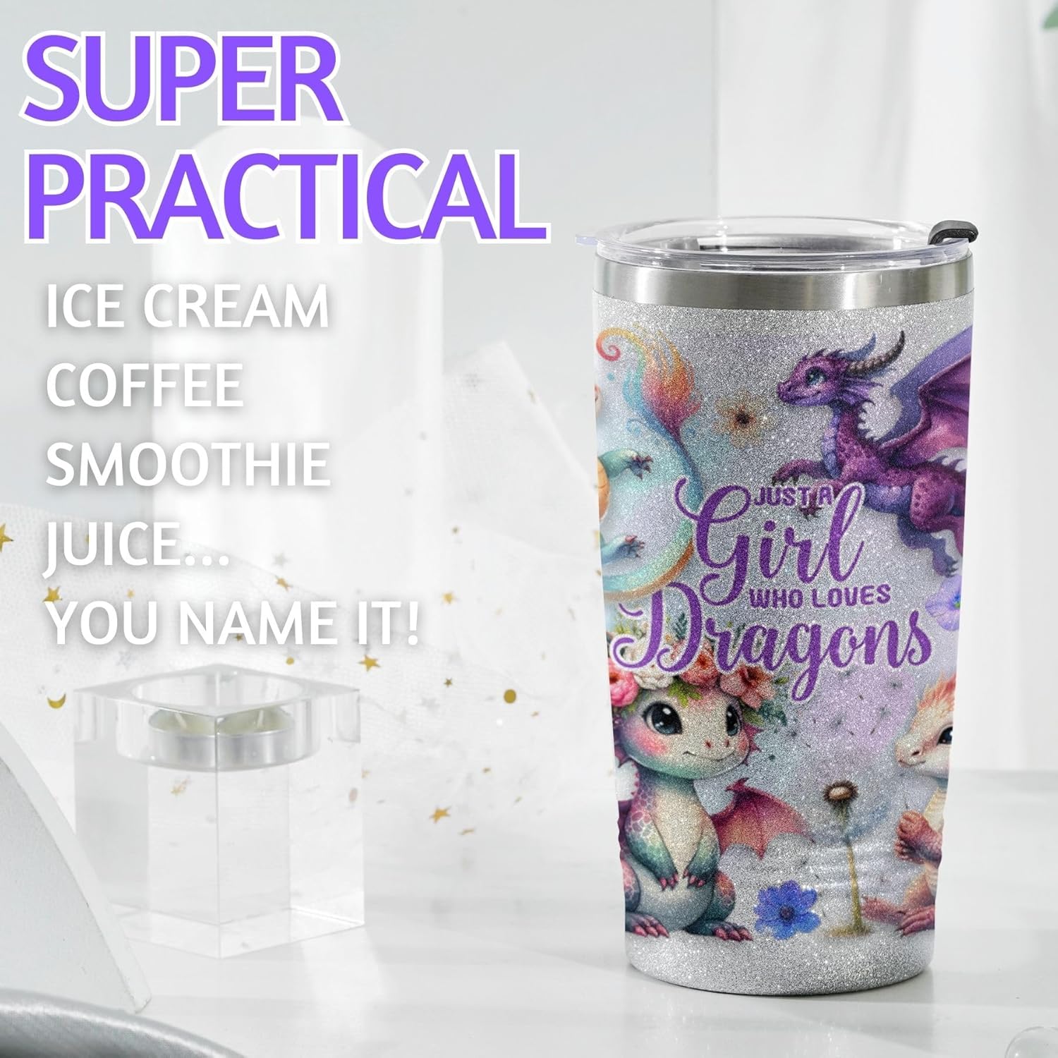 Onebttl Dragon Gifts for Girls Teen Women, Dragon Lovers, 20oz Stainless Steel Tumbler for Birthday Christmas - Image 3