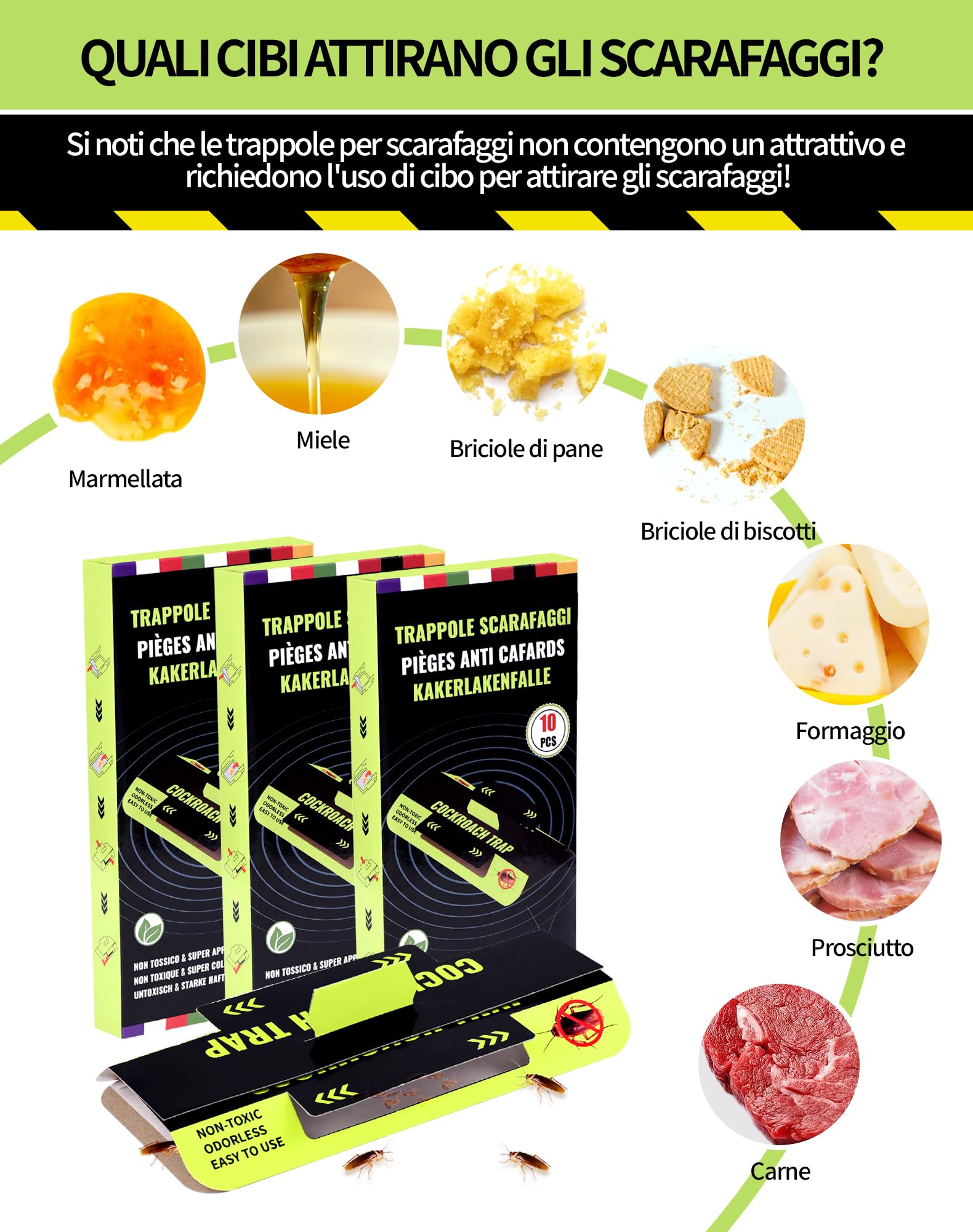 30 Pezzi Trappole Scarafaggi e Blatte Atossico e Insapore Trappola per Eliminare Scarafaggi Anti Blatte per Casa, Cucina, Soggiorno, Bagno, Ufficio, ecc, Proteggi i Bambini e gli Animali Domestici
