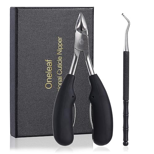 Oneleaf Juego de cortaúñas para uñas gruesas y encarnadas con limpiadorlevantador de uñas, herramientas profesionales de pedicura de acero