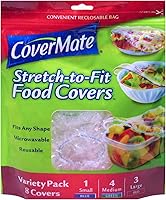 Covermate Stretch-to-Fit Reusable Food Covers - 10 Pack: Medium, Large, XL & Can Covers, Microwave Safe, Fits Any Shape