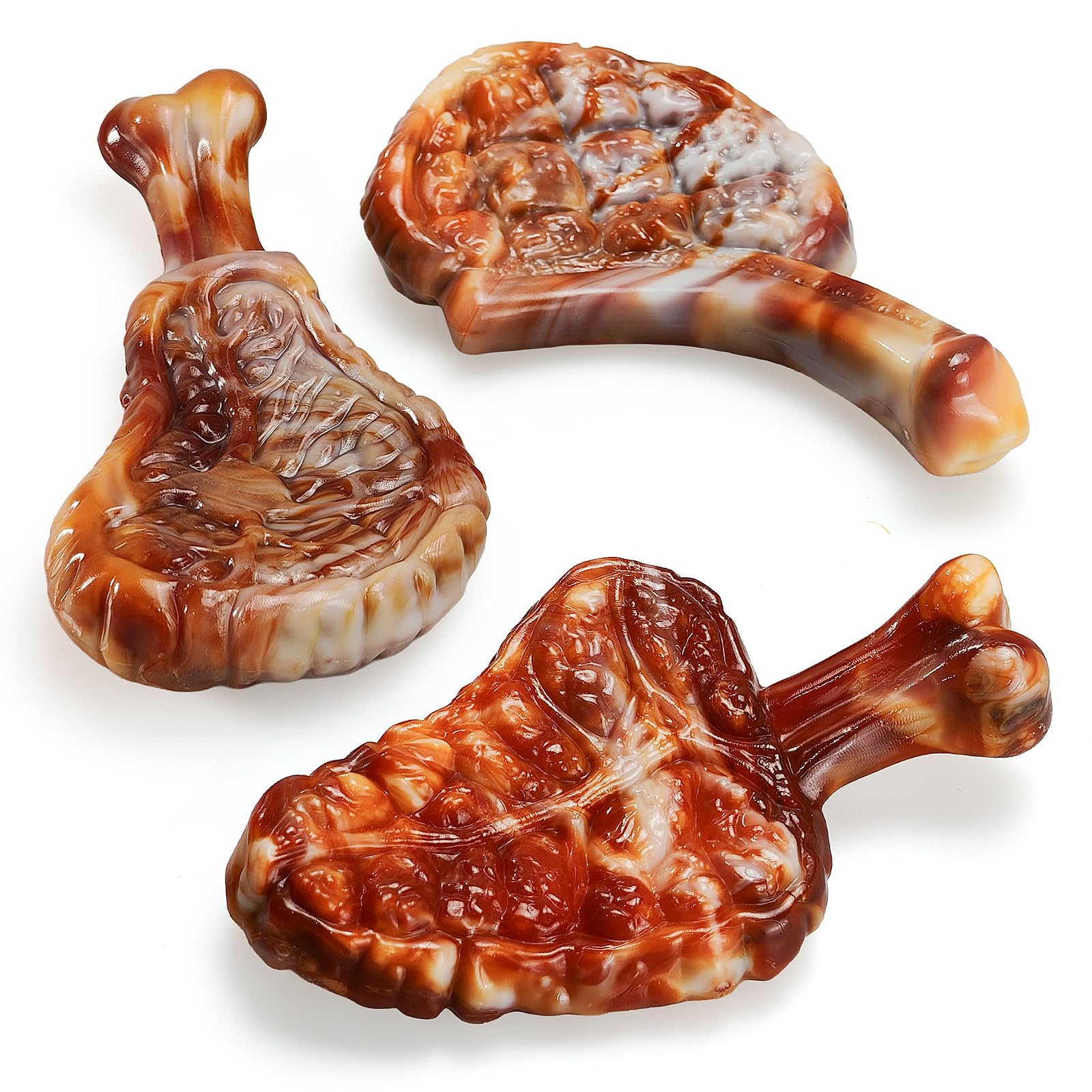 GASAPET Dog Chew Toys for Aggressive Chewers,3PCS Tough Steak Dog Toys for Medium and Large Breed, Real Bacon Flavored Best Dog Toys to Keep Them Busy, Dog Bones for Teeth Cleaning and Training