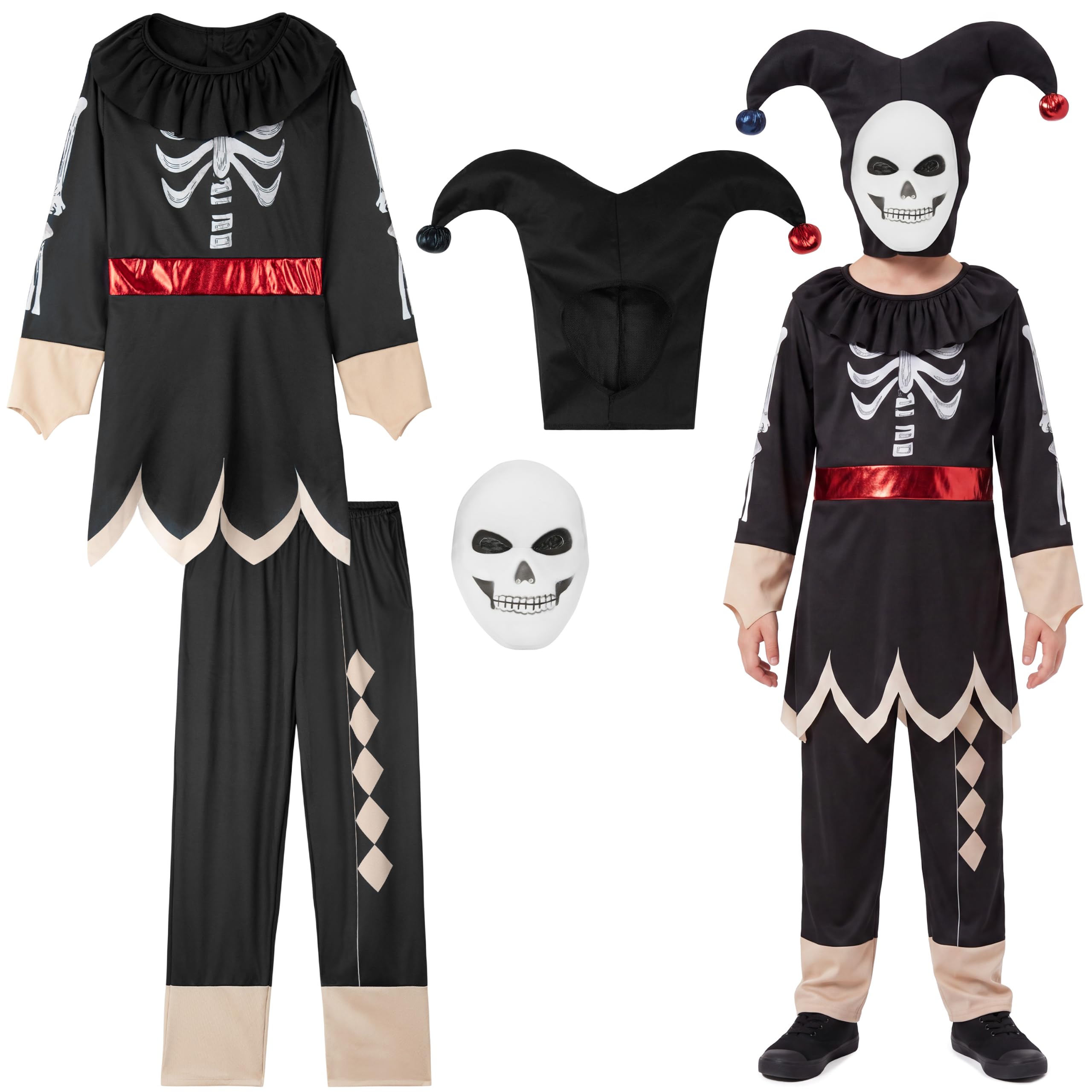 Get Trend Halloween Costume Bambino e Bambina Travestimento Spaventoso per Feste, Dolcetto o Scherzetto, Giullare, Demone, Gladiatore, Clown e Mietitore Scheletro Vestito Carnevale, Idee Regalo