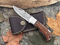 Vista 8 de WINTERFELL Damascus Steel Pocket Folding Knife Handmade Premium Quality Knives 6.5'' Small Pocket Knife for Outdoor, Camping, Hiking Back Lock Blade