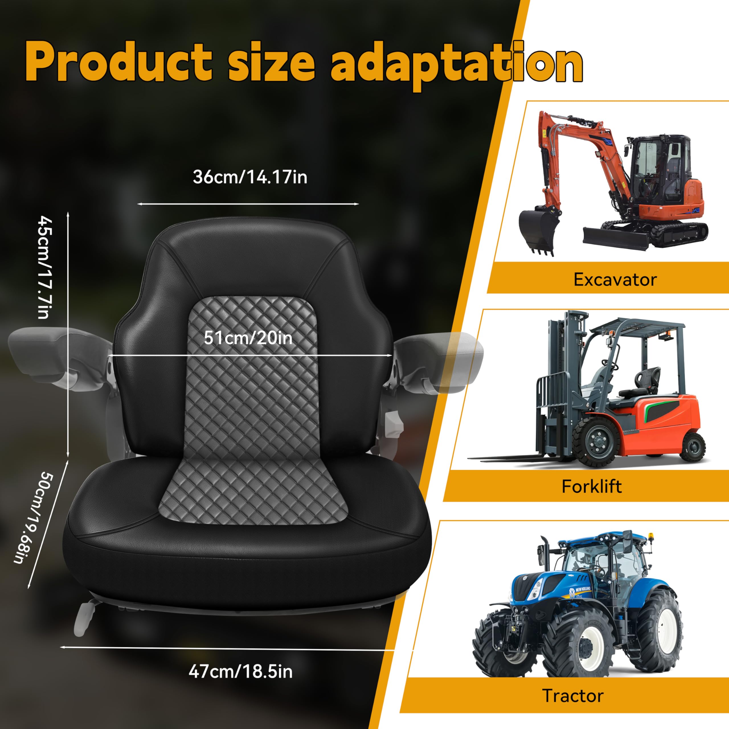 Funda para asiento de tractor para tractores de armario sin reposacabezas, máquina agrícola, funda de asiento para tractor, cargador de horquilla, excavadora, funda de asiento para tractor, fundas de