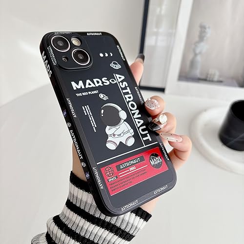 Miniatura 3 de Compatible con iPhone 14 Funda Bonita, Diseño Genial de Astronauta de Dibujos Animados Espacio Marte Cohete Parachoques Elegante Goma TPU Suave