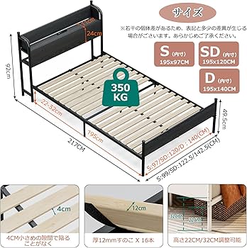 Amazon｜IKIFLY ベッドフレーム ダブル ベッド パイプベッドD