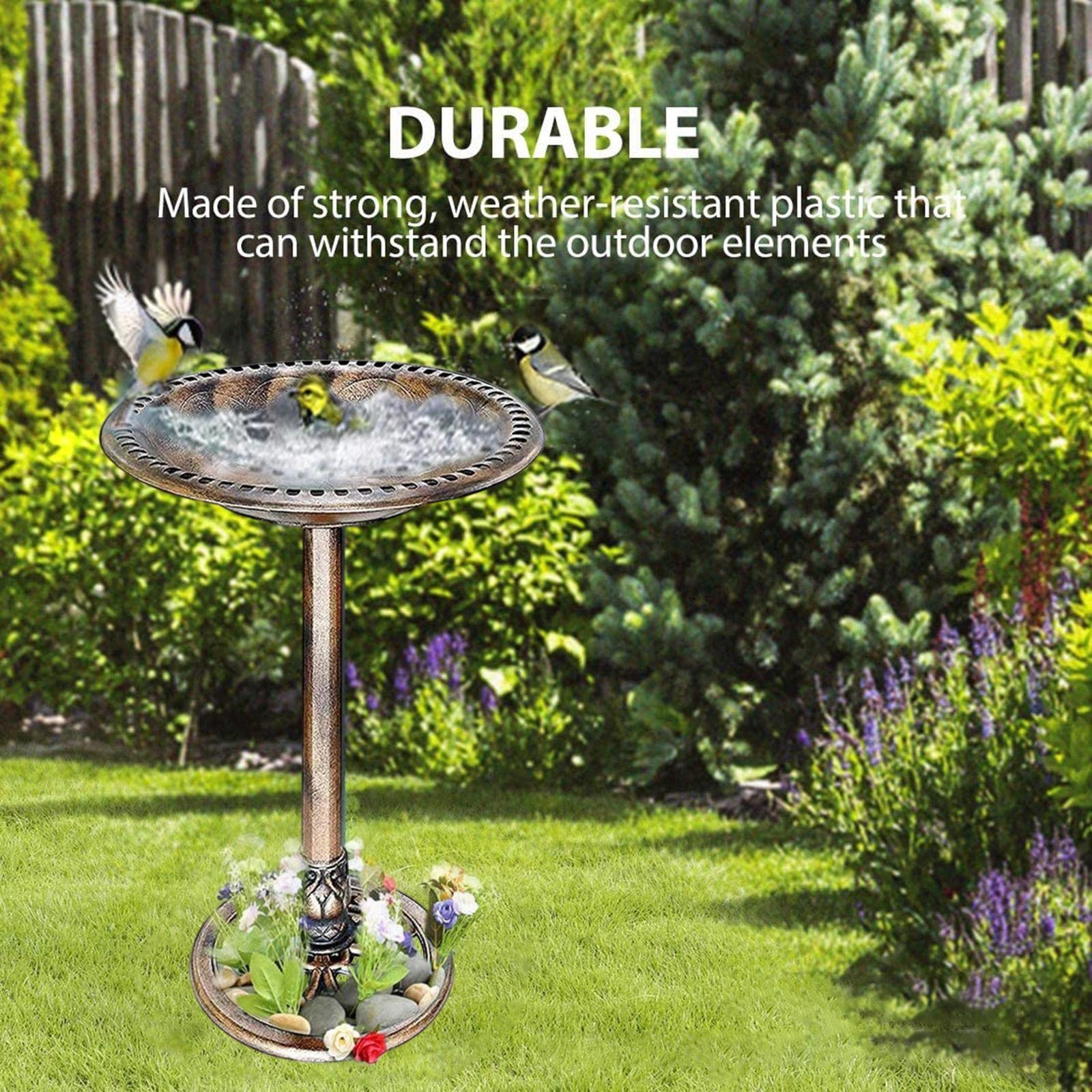 Rustikale, Stehende Vogeltränke Im Outdoor Design – Wetterfest Und Leicht – für Garten, Rasen, Terrasse Und Balkon, Gold