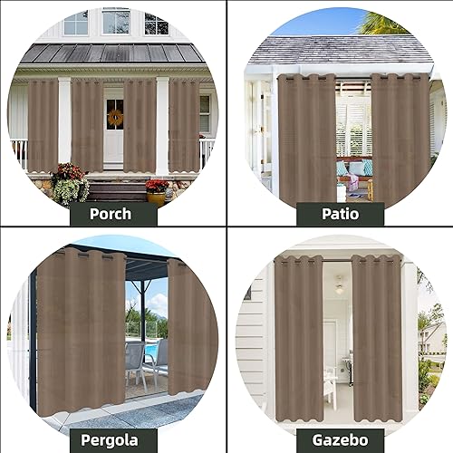 Miniatura 5 de OutdoorLines Cortinas impermeables para interiores y exteriores para patio  Panel de cortina de privacidad y bloqueo solar con ojales, resistente a