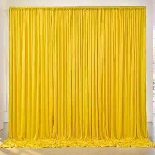 10x8ft Wrinkle Free Yellow Backdrop Curtain Panels, Thick Polyester Lemon Yellow Backdrop Drapes for Wedding Birthday Party Background Baby Shower