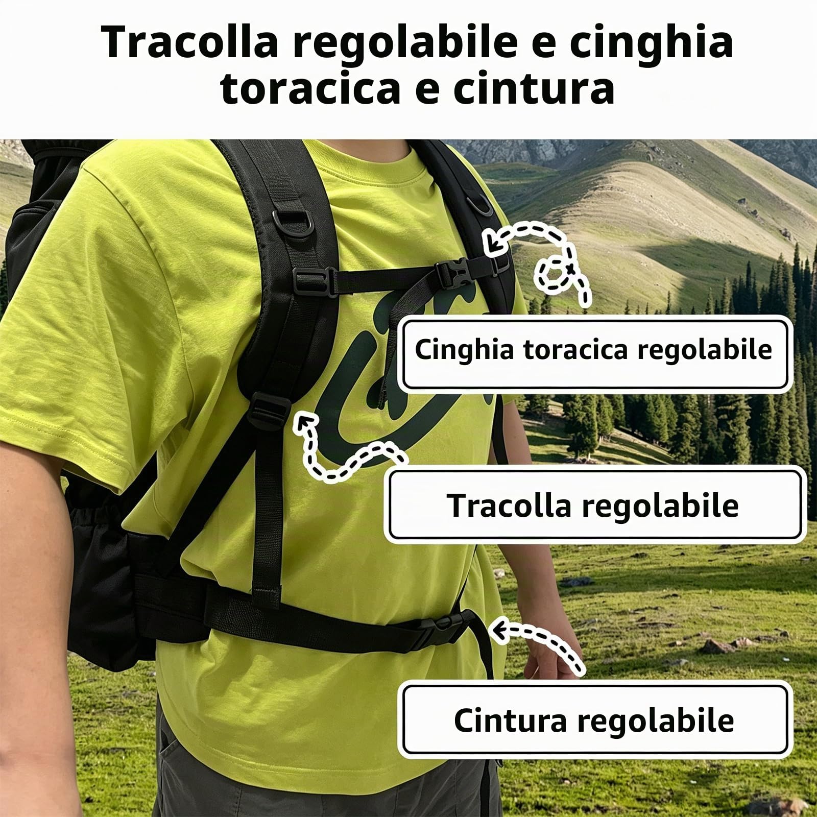 80L 100 litri Zaino Escursionismo Campeggio Zaino, Uomini Outdoor Viaggi Arrampicata Zaino Alpinismo Trekking Zaino, 80l nero con tasca per scarpe