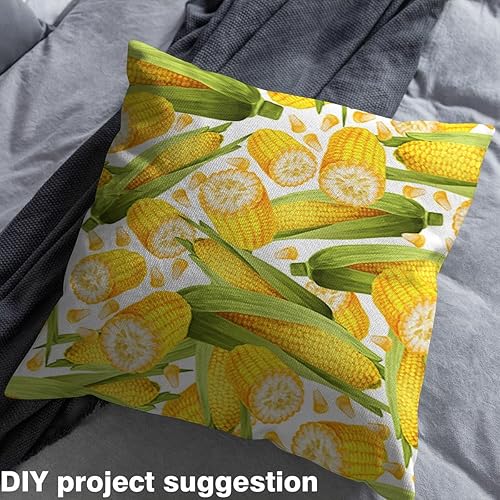 Miniatura 3 de The Yard - Tela con estampado de maíz para tapicería y proyectos de bricolaje en el hogar, hojas dibujadas a mano, plantas de granja, tela para