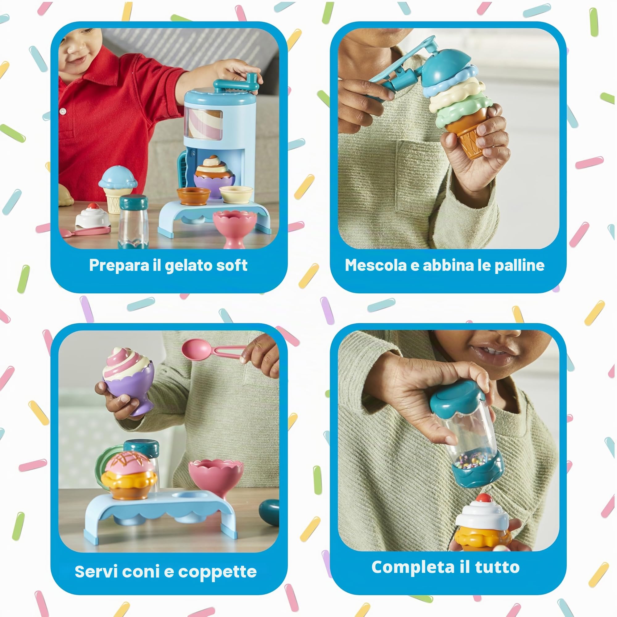 Learning Resources Swirly Scoops Ice Cream Shoppe LER9278, da 2 Anni, Gioco del Gelato, Motricità Fine, con Macchina e Topping